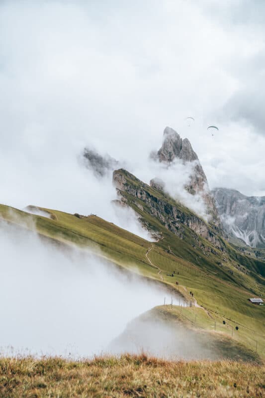 Dolomieten Italië: Uitzicht Mount Seceda in de Dolomieten laten zien