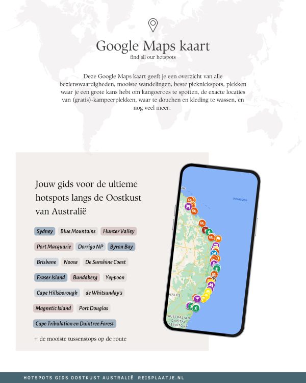 Hotspots Australië met Google Maps Kaart