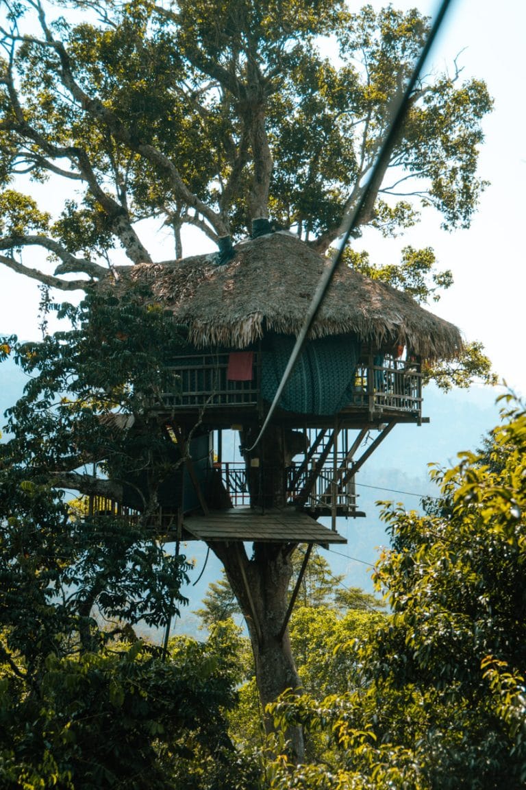 Overnachten in een boomhut tijdens rondreis Laos