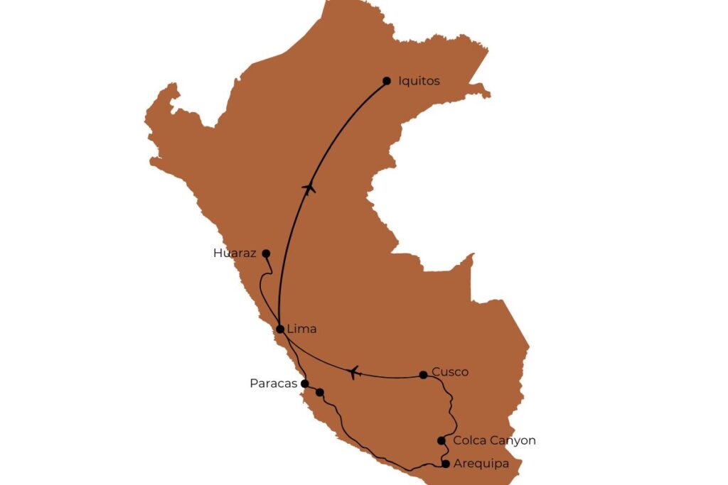 Route Peru Kaart - rondreis 3 tot 4 weken