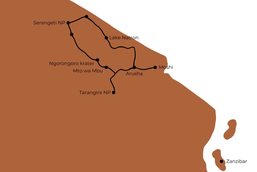 Route Kaart Tanzania 